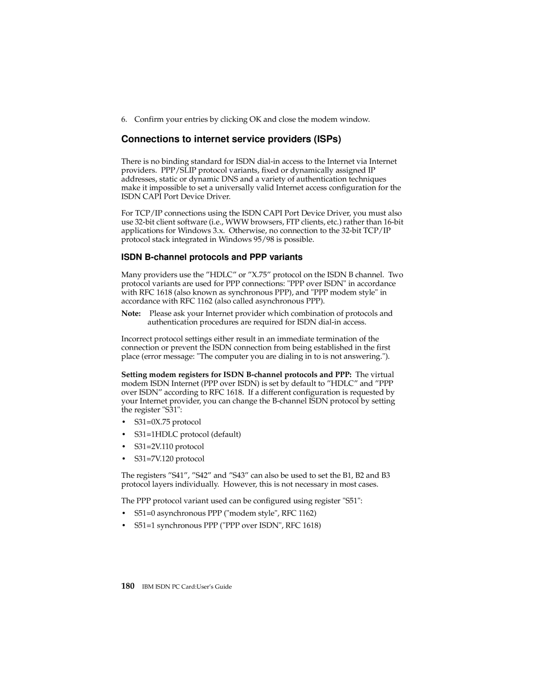 IBM 19K5716 manual Connections to internet service providers ISPs, Isdn B-channel protocols and PPP variants 