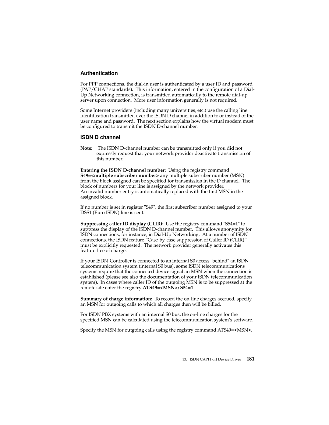 IBM 19K5716 manual Authentication, Isdn D channel 