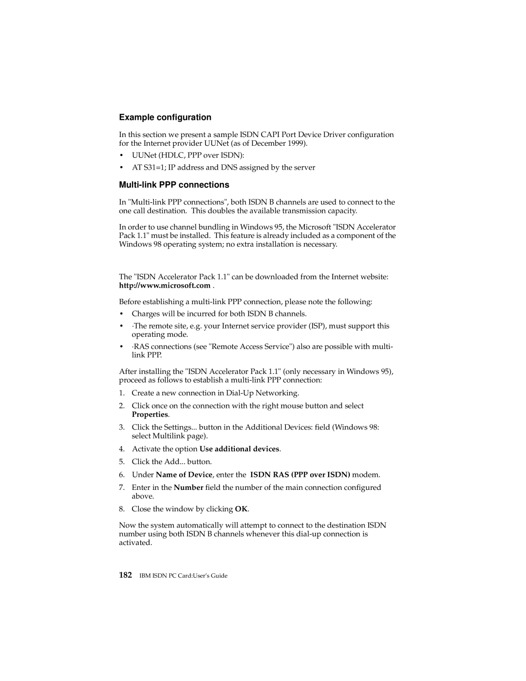 IBM 19K5716 manual Example configuration, Multi-link PPP connections, Activate the option Use additional devices 