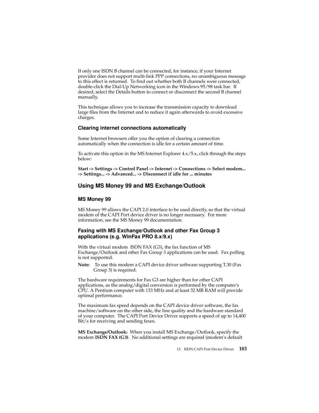 IBM 19K5716 manual Using MS Money 99 and MS Exchange/Outlook, Clearing internet connections automatically 