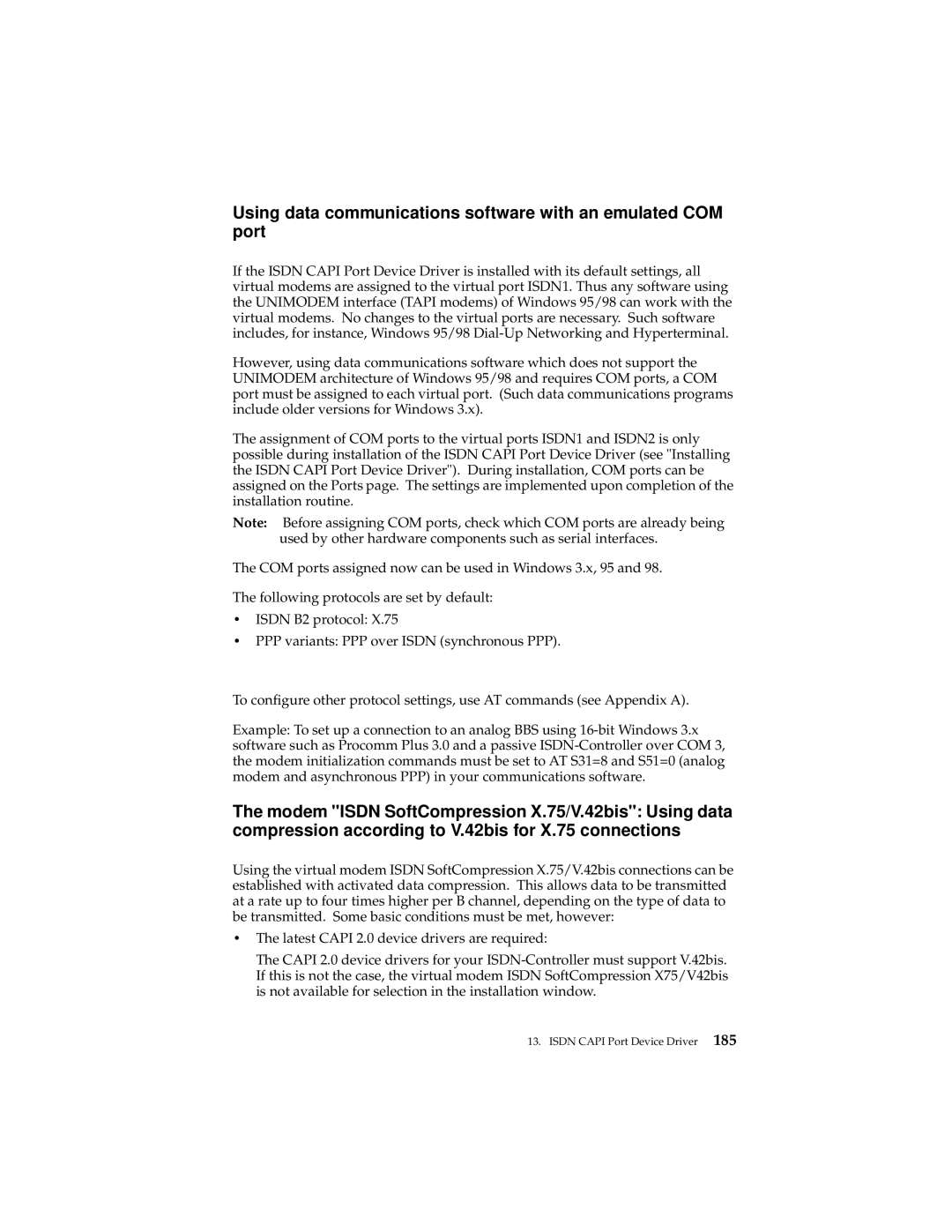 IBM 19K5716 manual Using data communications software with an emulated COM port 