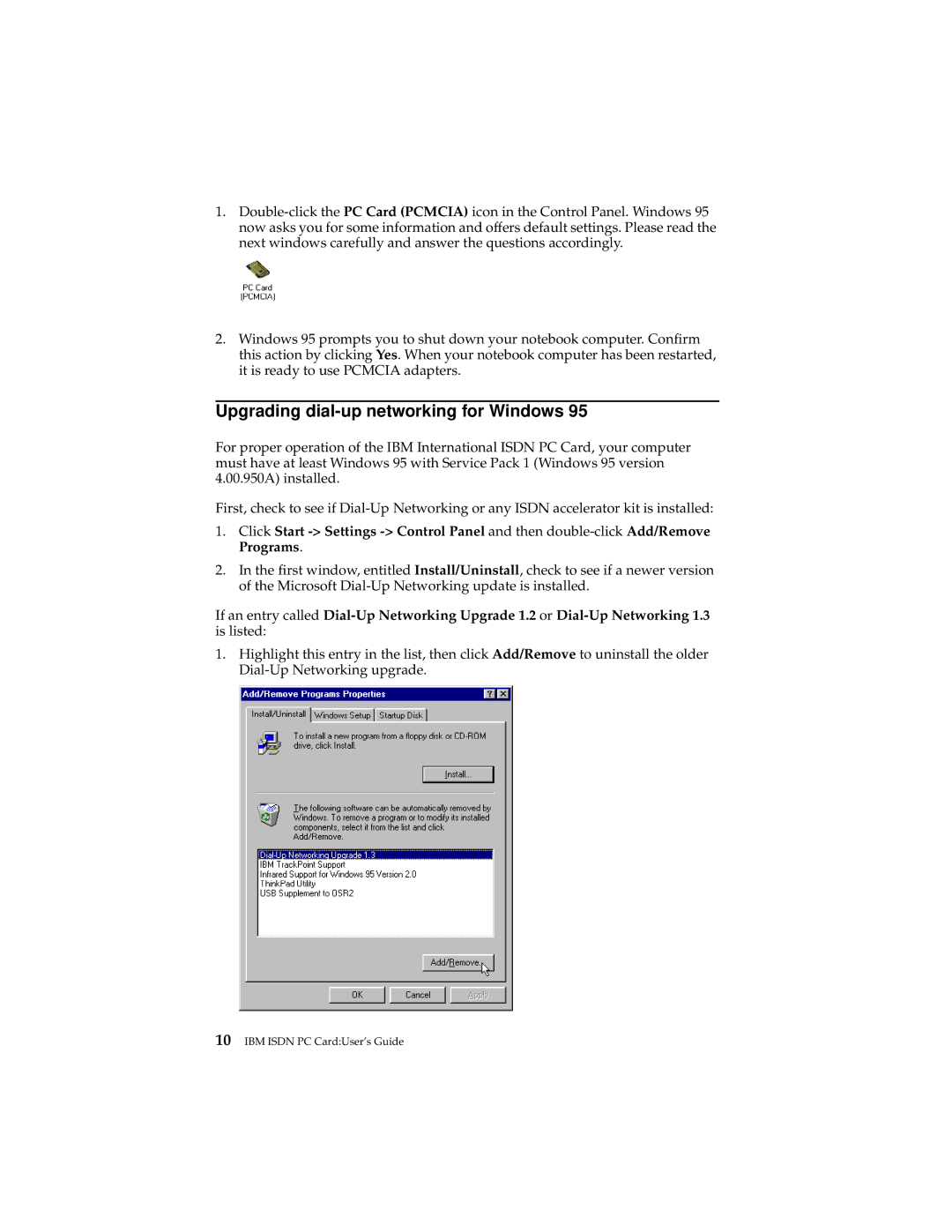 IBM 19K5716 manual Upgrading dial-up networking for Windows 