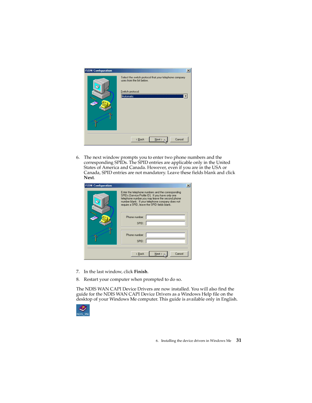 IBM 19K5716 manual Installing the device drivers in Windows Me 