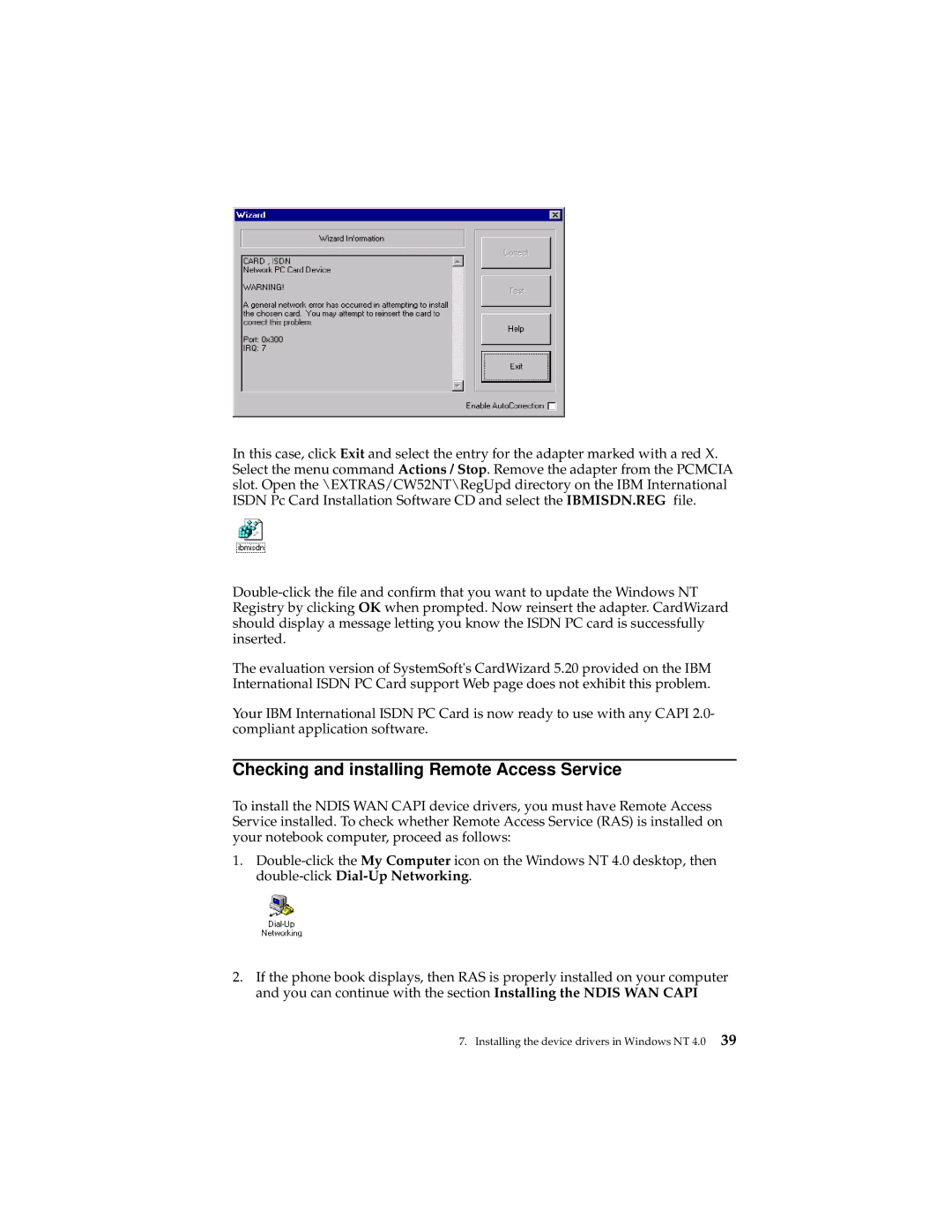 IBM 19K5716 manual Checking and installing Remote Access Service 