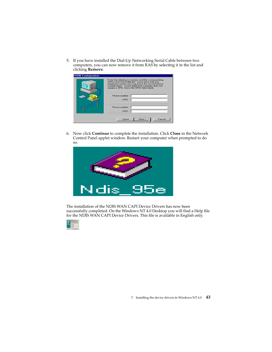 IBM 19K5716 manual Installing the device drivers in Windows NT 4.0 