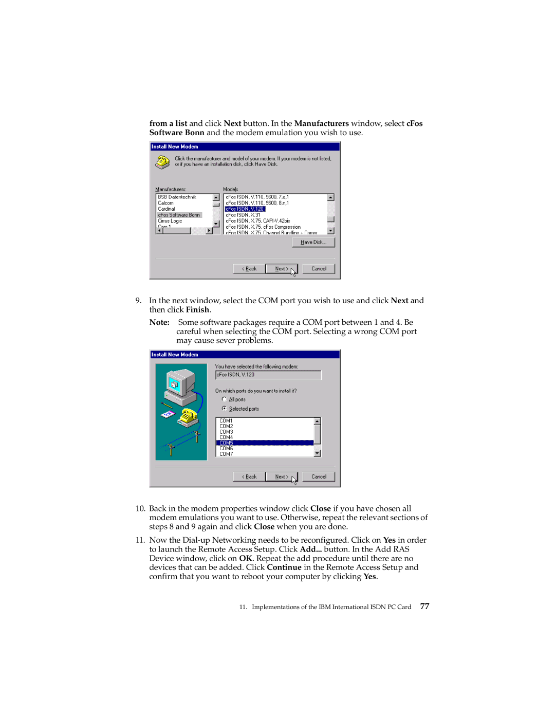 IBM 19K5716 manual Implementations of the IBM International Isdn PC Card 