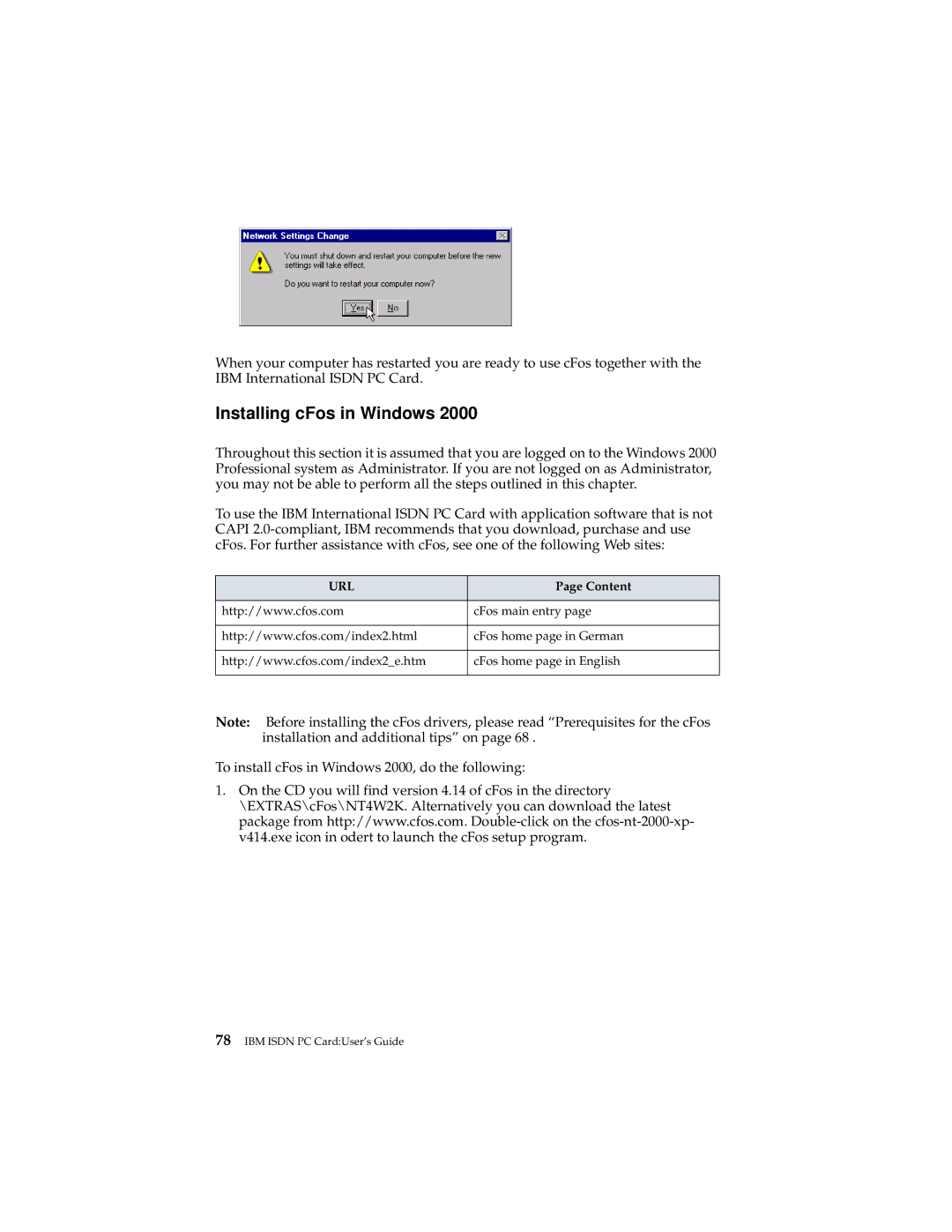 IBM 19K5716 manual Installing cFos in Windows 