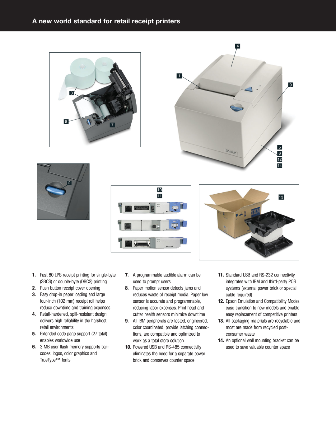 IBM 1ND, 1NR, 1NA manual A new world standard for retail receipt printers, Push button receipt cover opening 