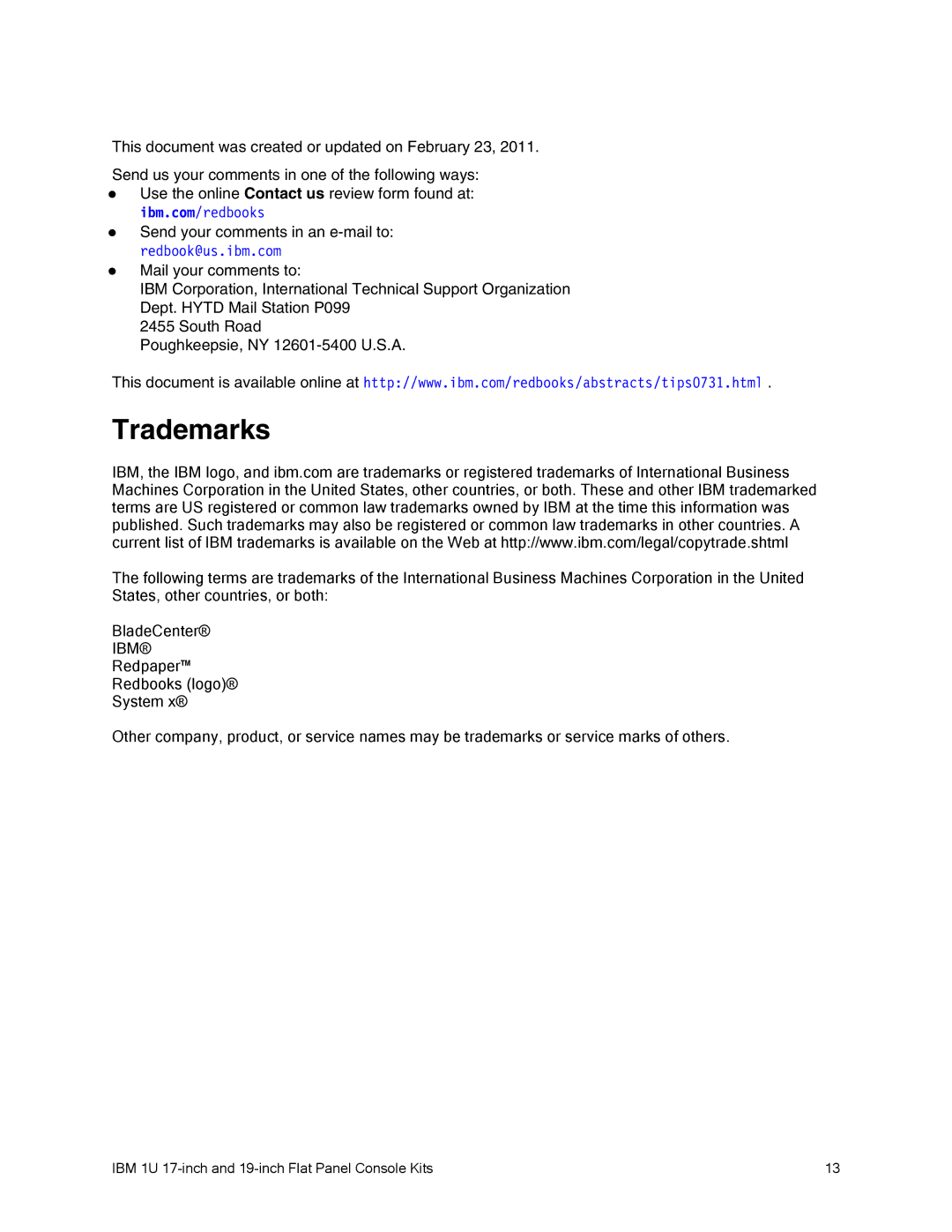 IBM 1U 17 manual Trademarks 