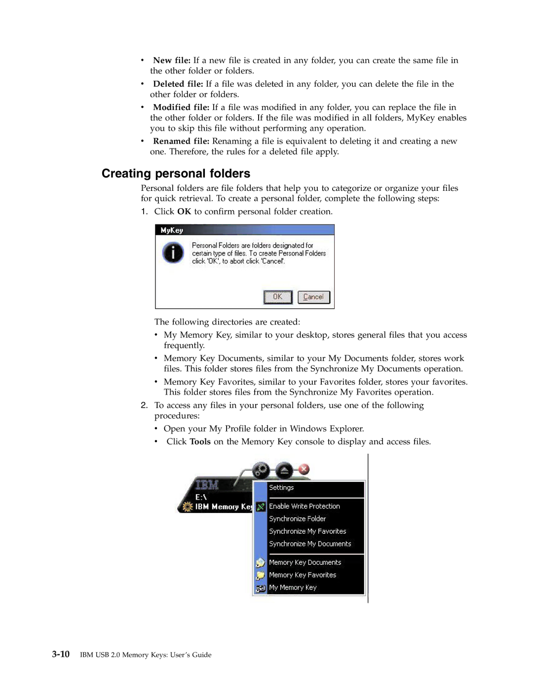 IBM 2 manual Creating personal folders 