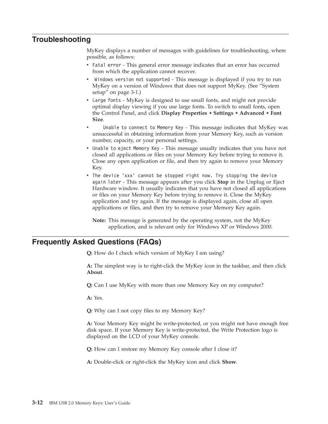 IBM 2 manual Troubleshooting, Frequently Asked Questions FAQs 