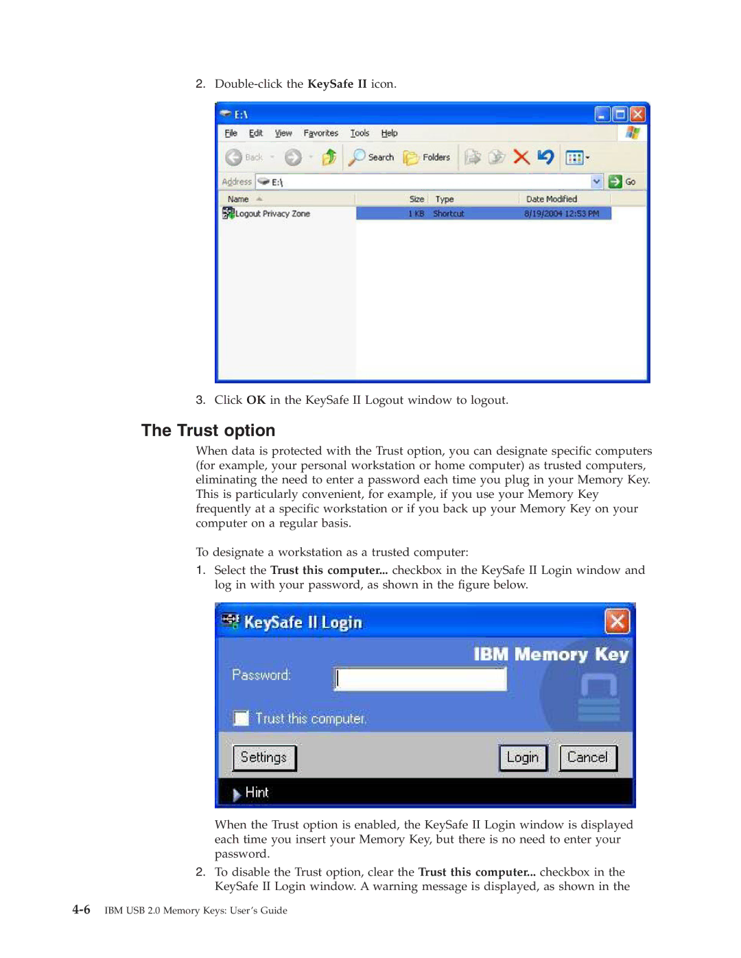 IBM 2 manual Trust option 