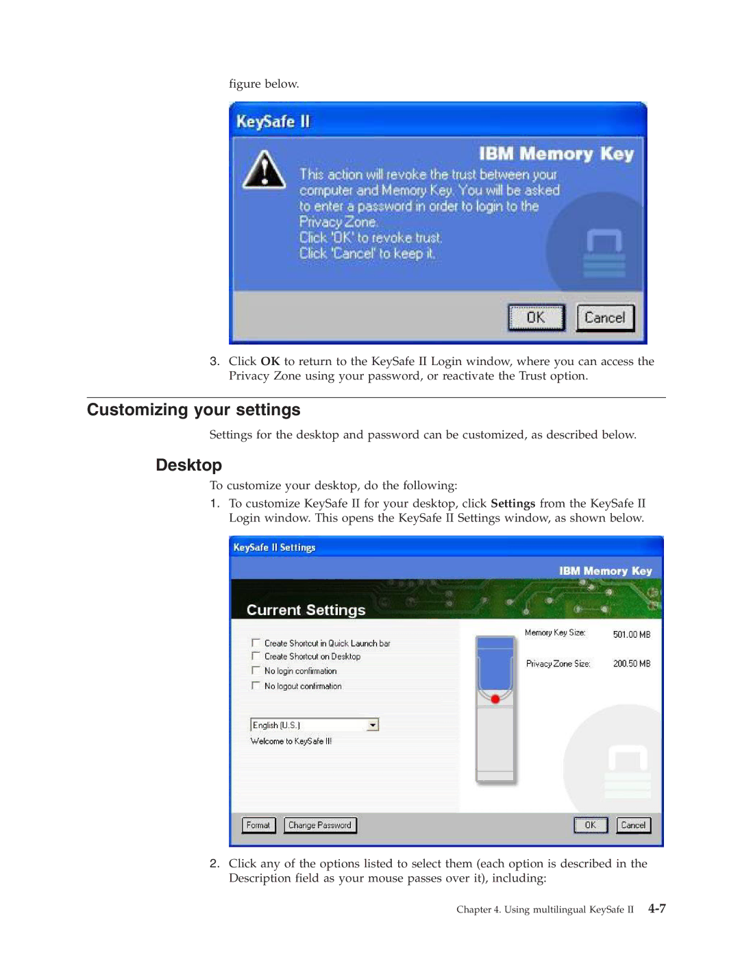 IBM 2 manual Customizing your settings, Desktop 