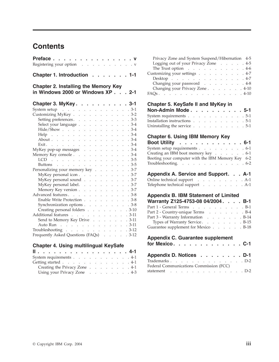 IBM 2 manual Contents 