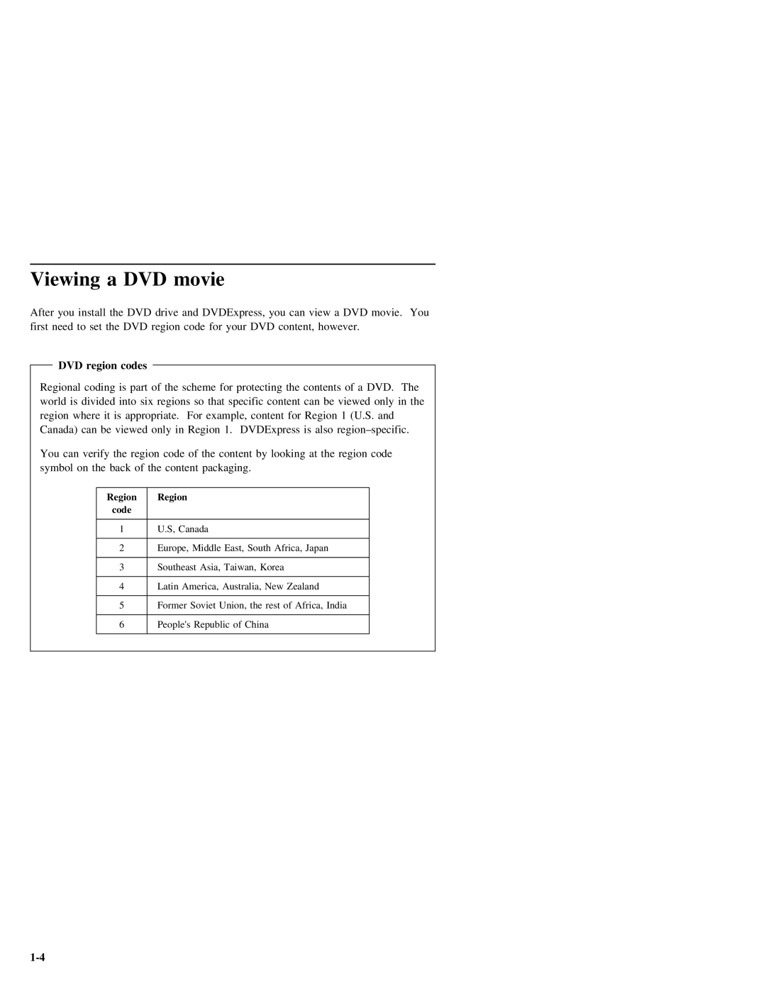 IBM 2000 manual Viewing a DVD movie, DVD region codes 