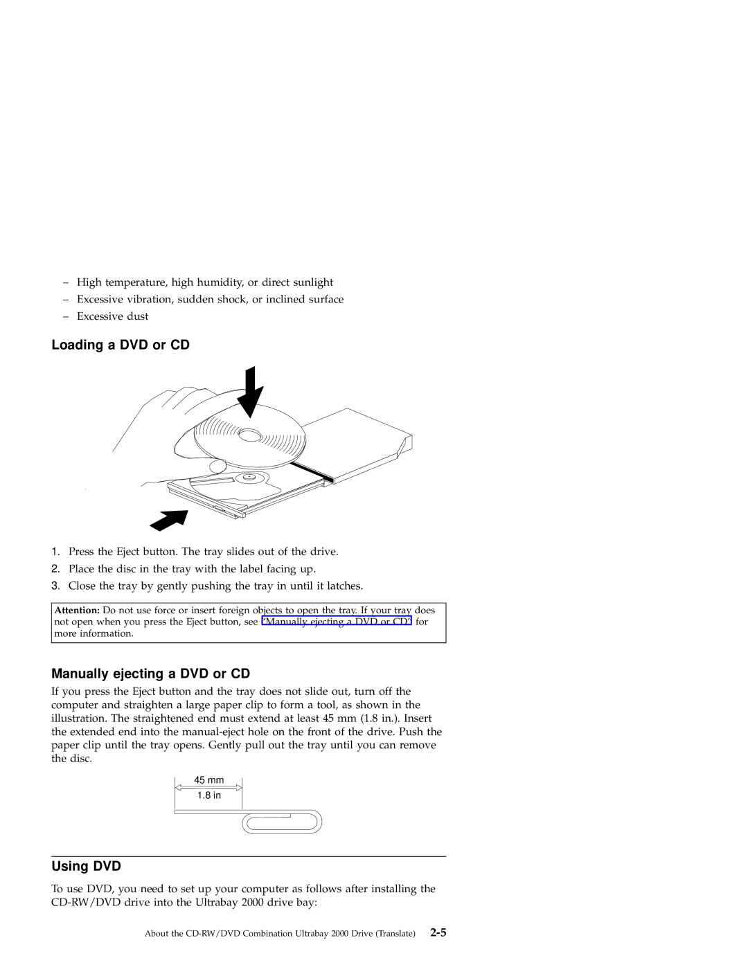 IBM 2000 manual Loading a DVD or CD 