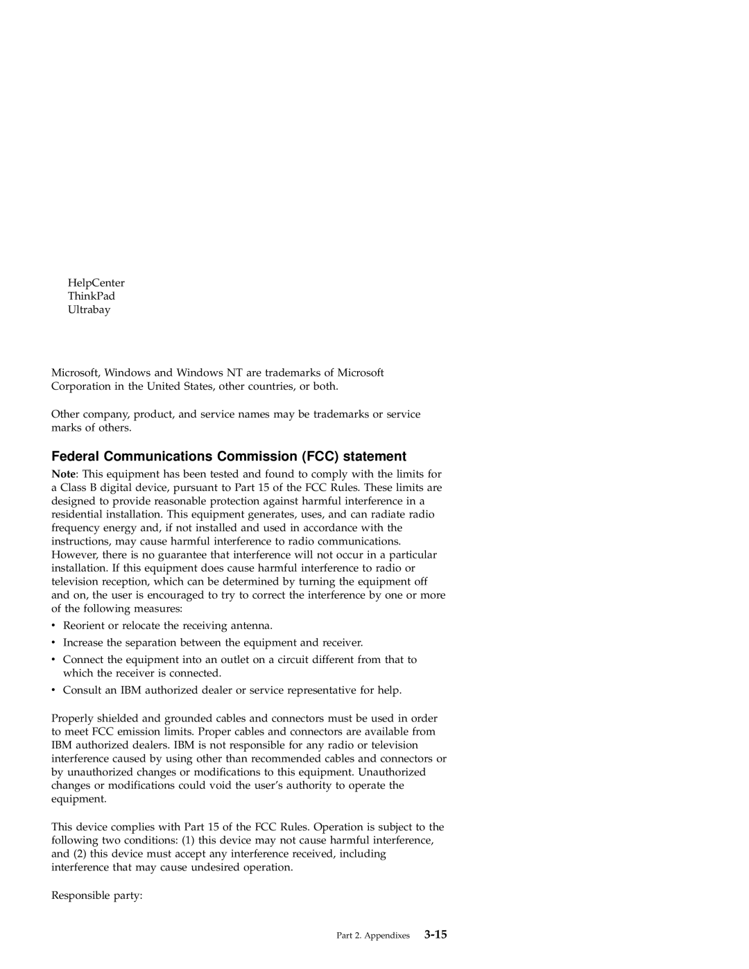 IBM 2000 manual Federal Communications Commission FCC statement 