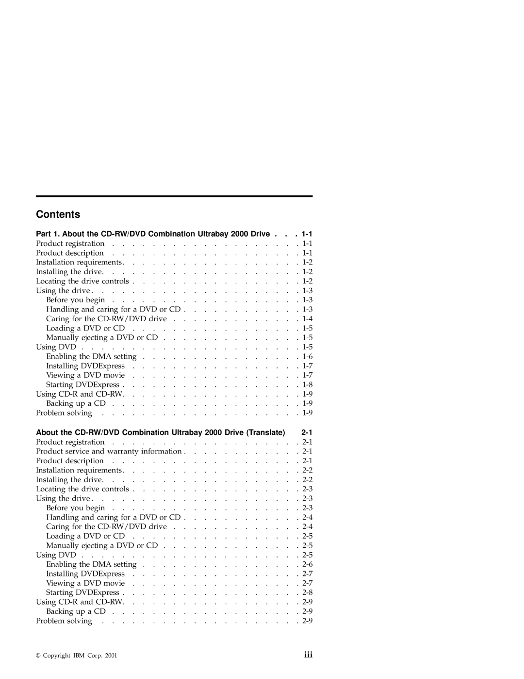 IBM 2000 manual Contents 