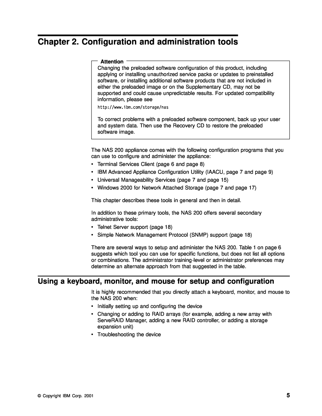 IBM 201 manual Configuration and administration tools, Using a keyboard, monitor, and mouse for setup and configuration 