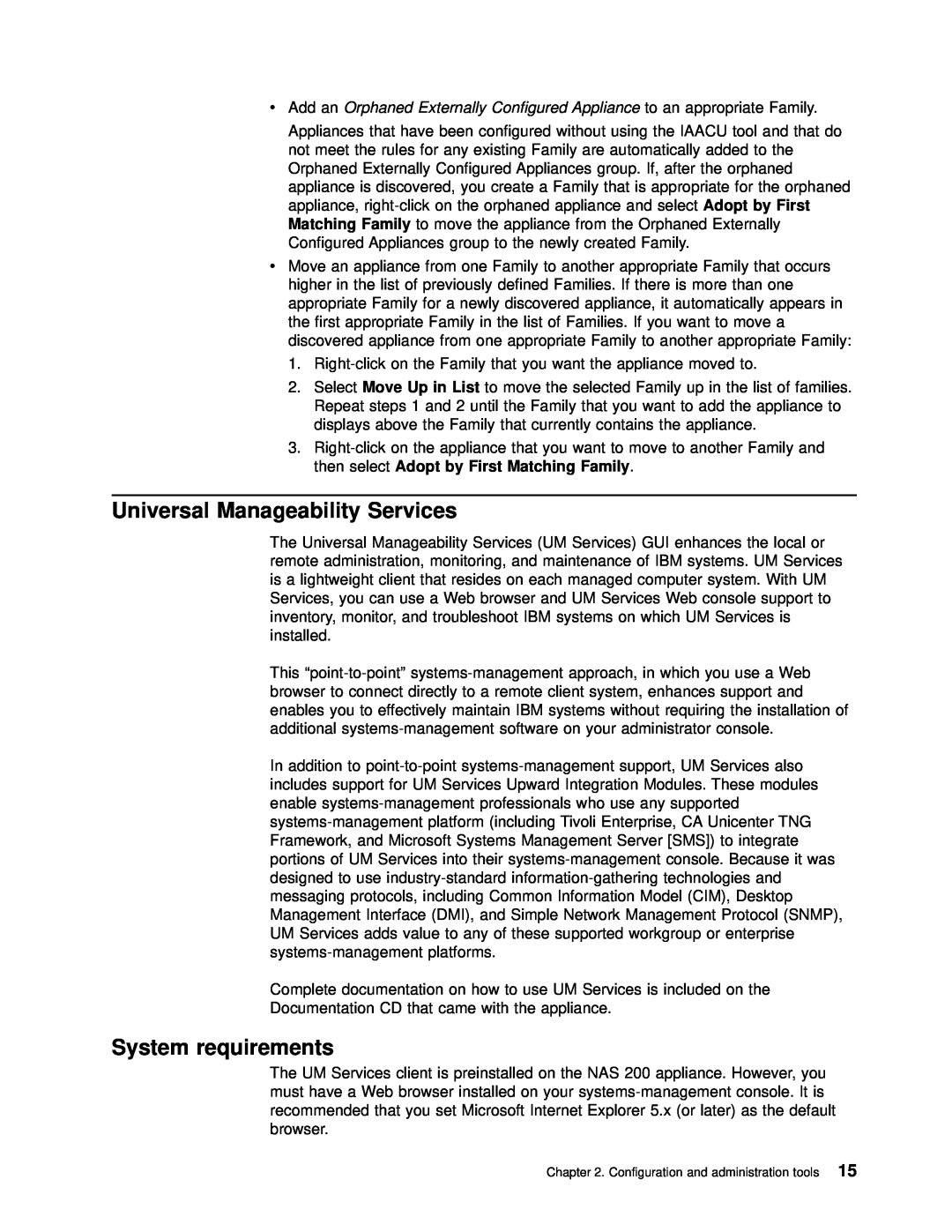 IBM 201 manual Universal Manageability Services, System requirements 