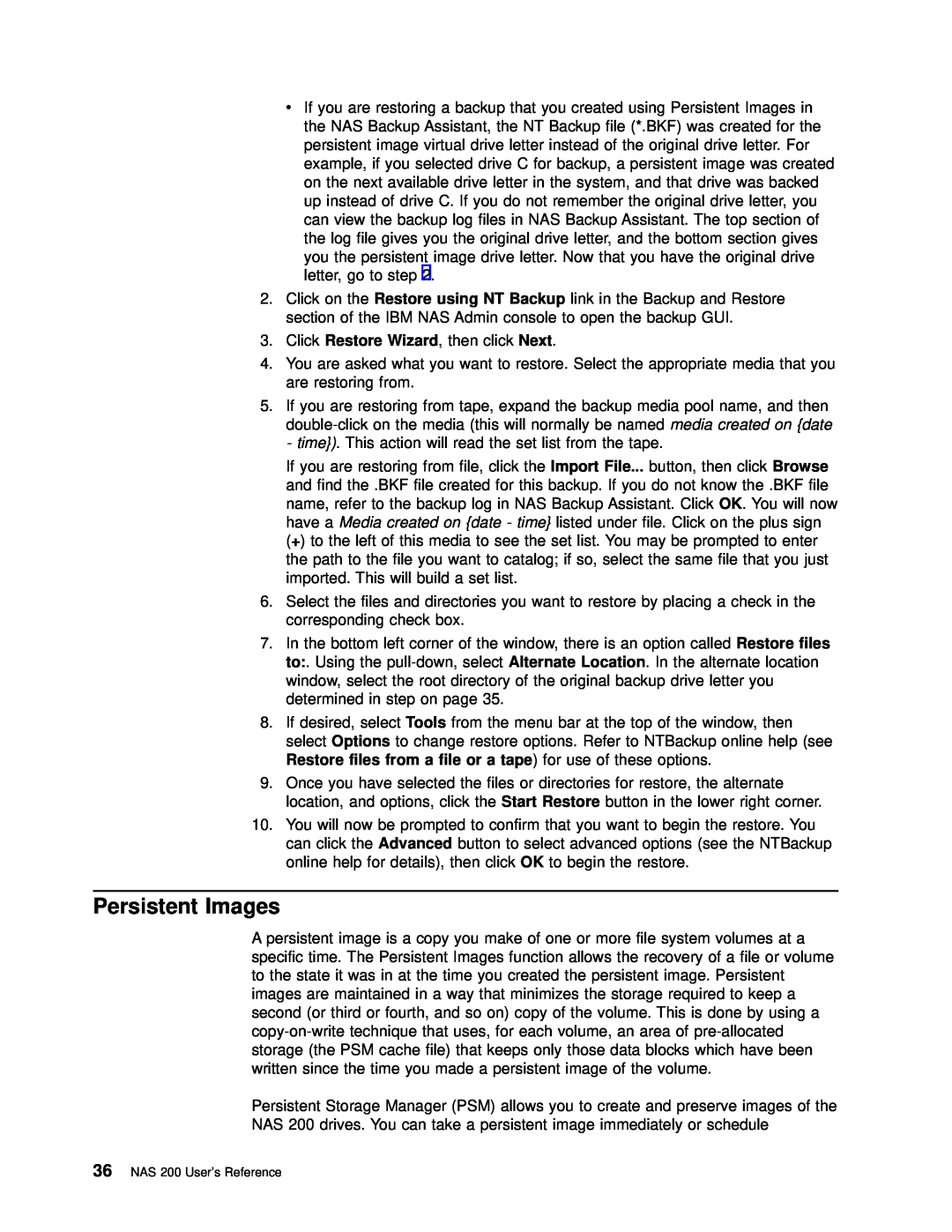 IBM 201 manual Persistent Images 