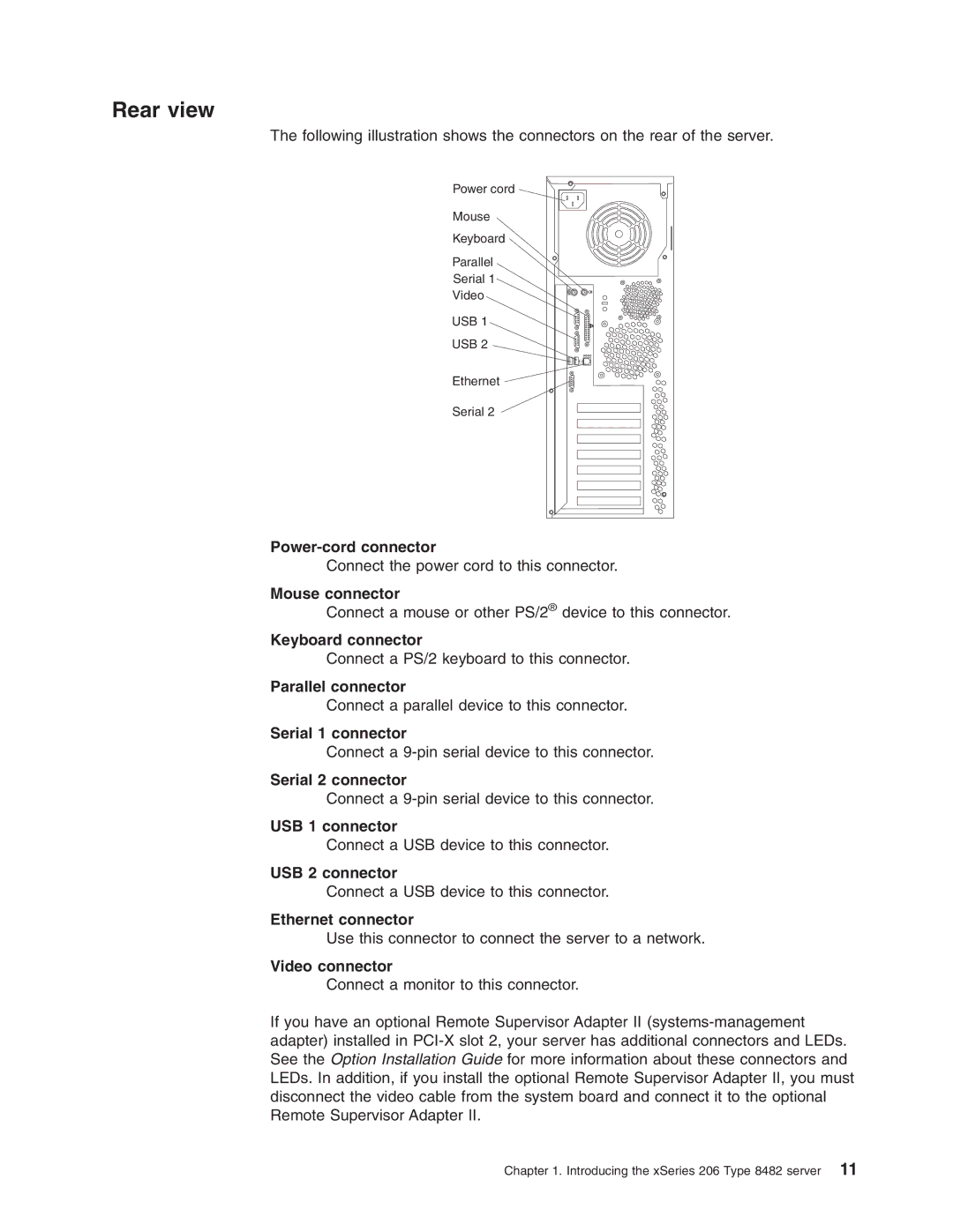 IBM 206 manual Rear view 