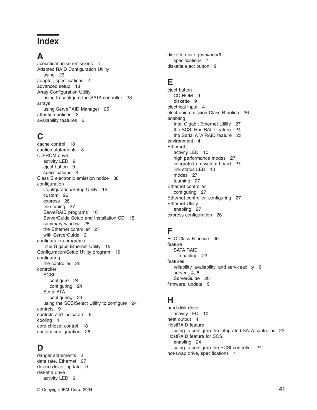 IBM 206 manual Index, Scsi 