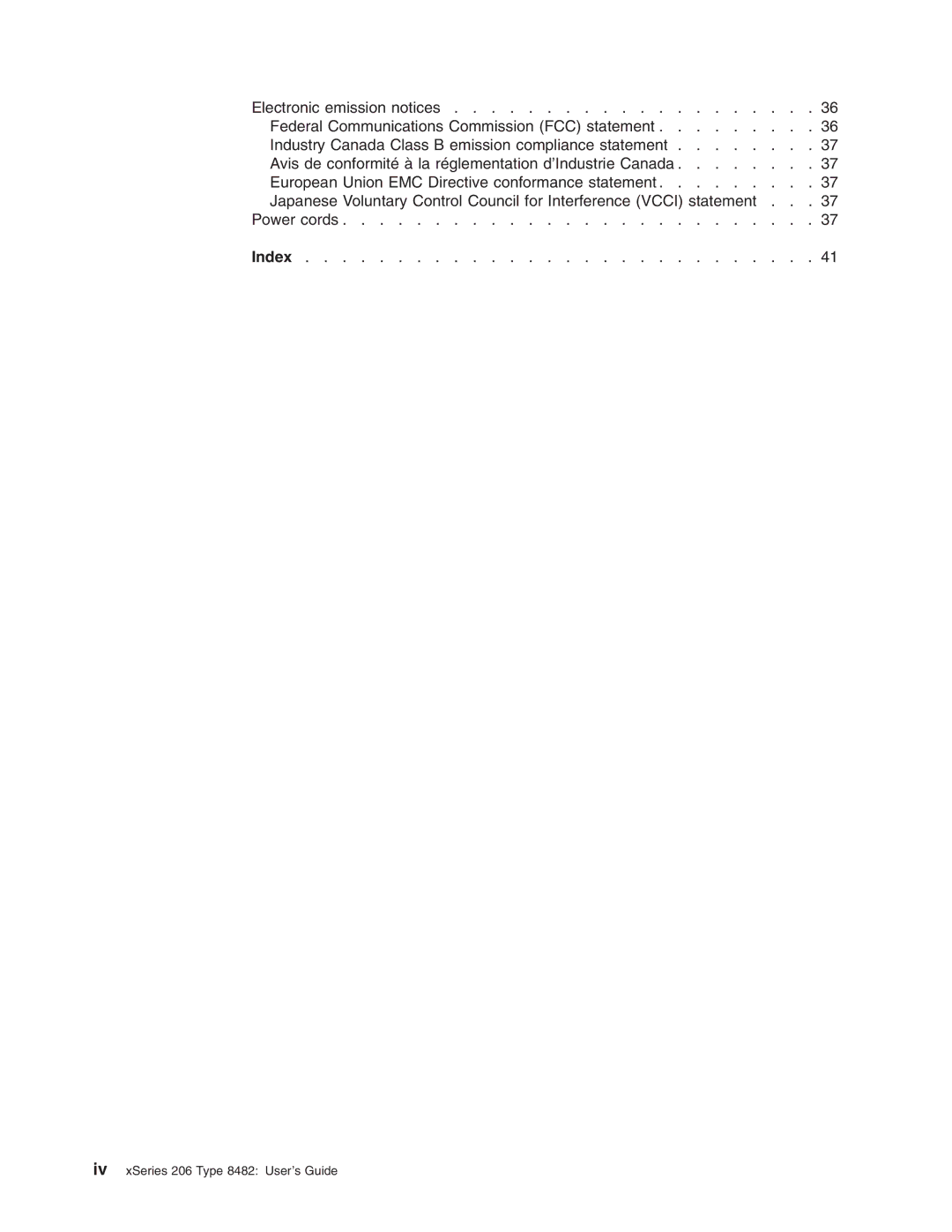 IBM manual Iv xSeries 206 Type 8482 User’s Guide 