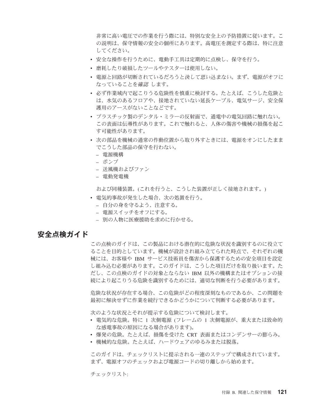 IBM 206 manual 安全点検ガイド 