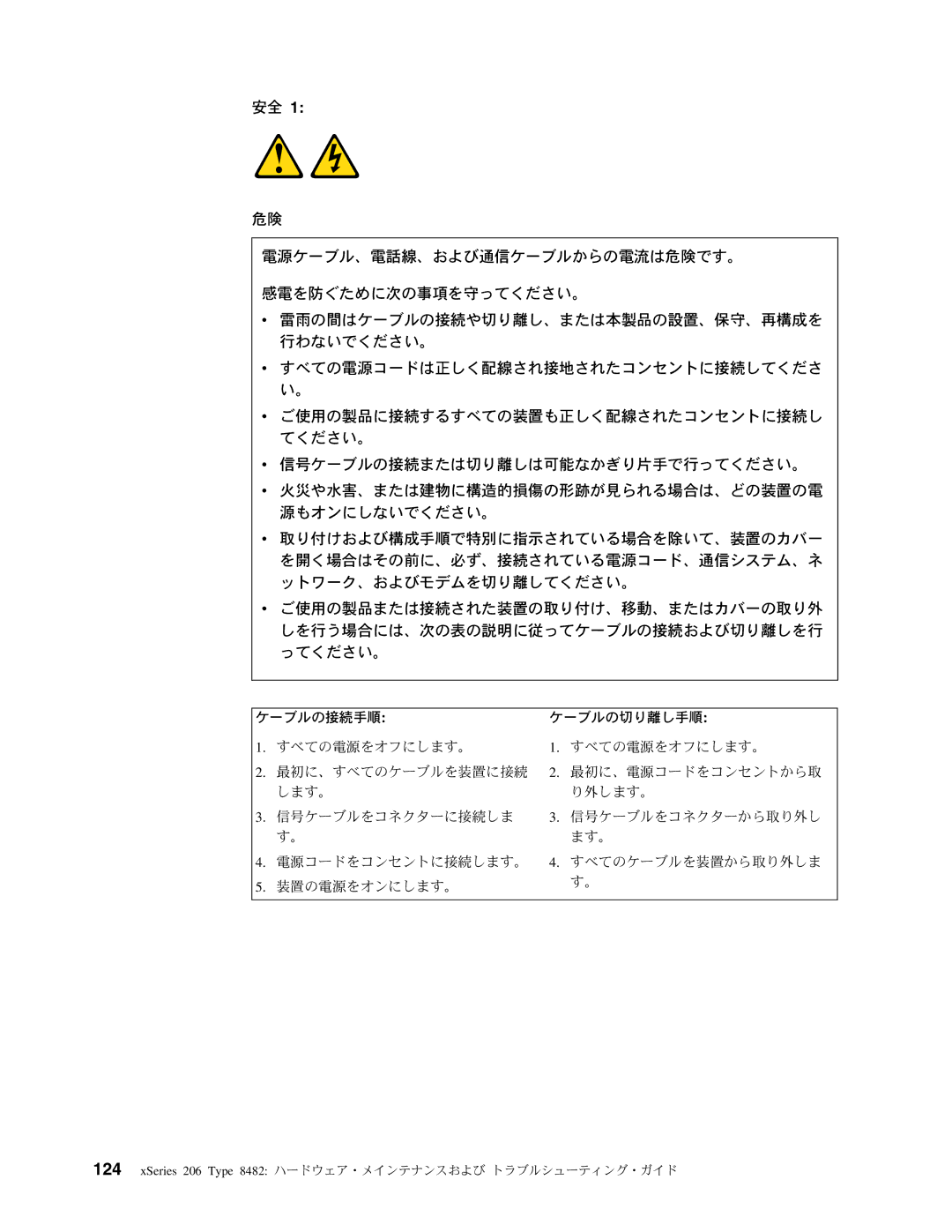 IBM manual XSeries 206 Type 8482 ハードウェア・メインテナンスおよび トラブルシューティング・ガイド 