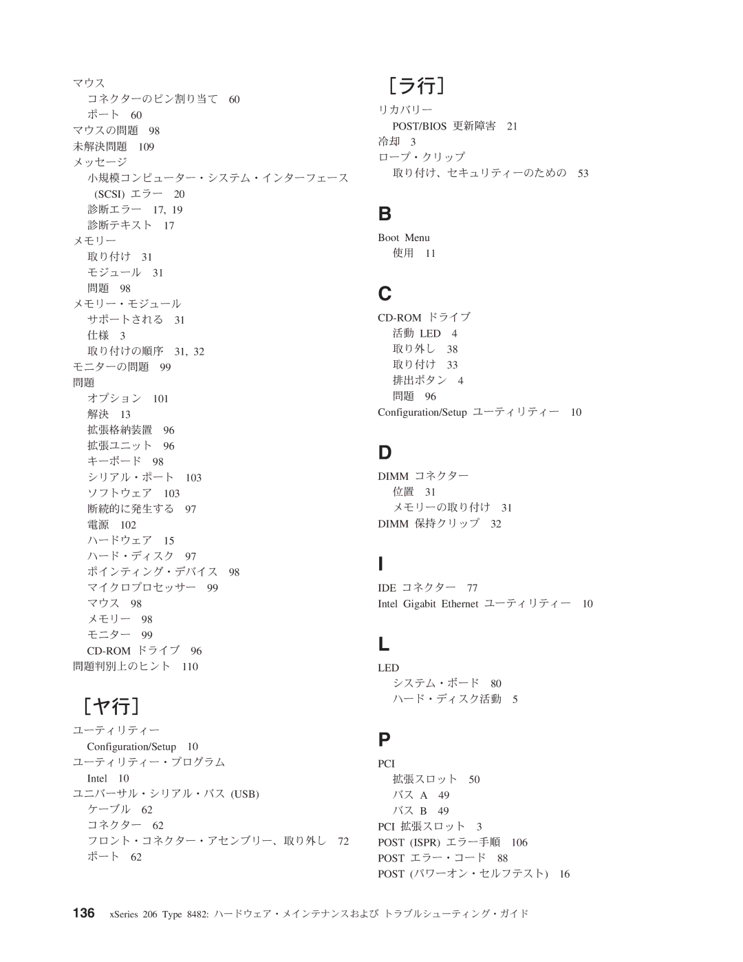 IBM 206 manual ［ヤ行］, ［ラ行］ 