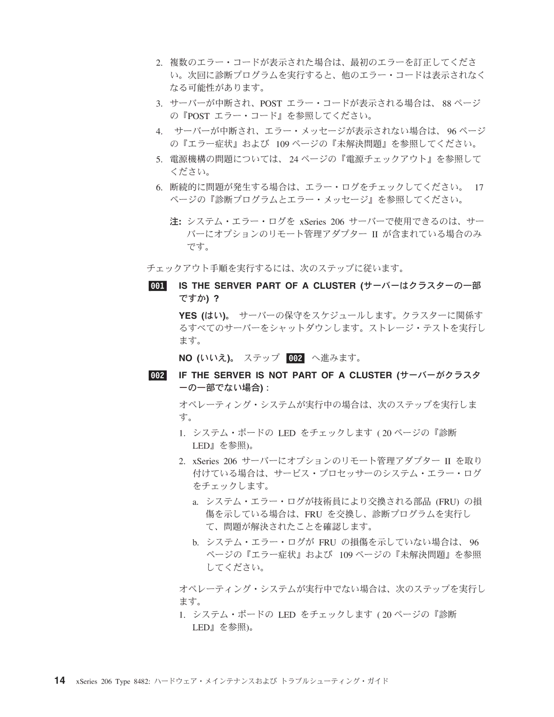 IBM 206 manual 001 is the Server Part of a Cluster サーバーはクラスターの一部 