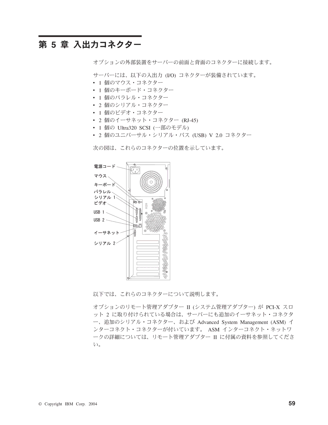 IBM 206 manual 章 入出力コネクター, 個の Ultra320 Scsi 一部のモデル 