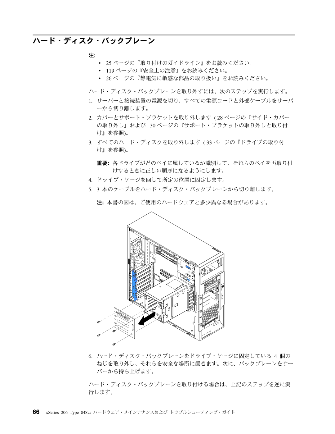 IBM 206 manual ハード・ディスク・バックプレーン 