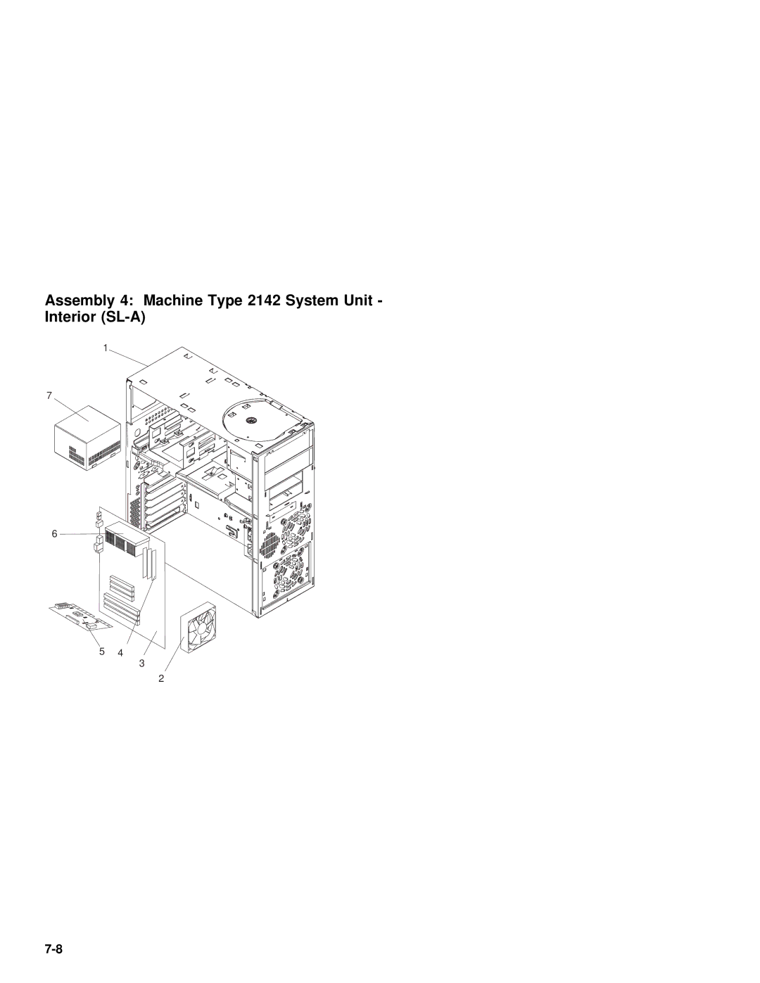 IBM 2140 manual Assembly 4 Machine Type 2142 System Unit Interior SL-A 