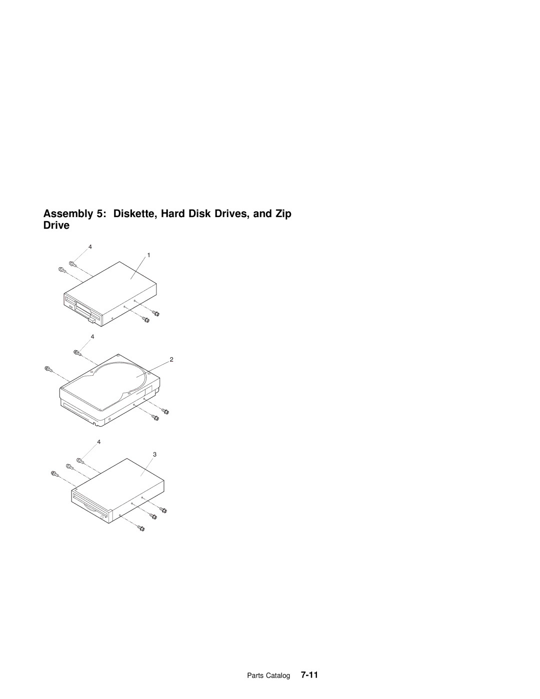 IBM 2140, 2142 manual Assembly 5 Diskette, Hard Disk Drives, and Zip Drive 