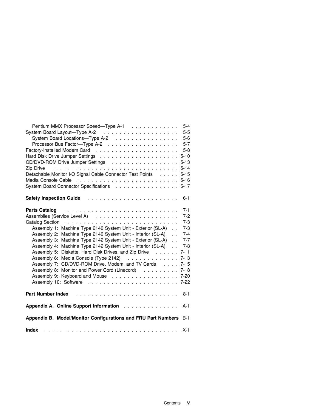 IBM 2140, 2142 manual Safety, FRU Part, Index 