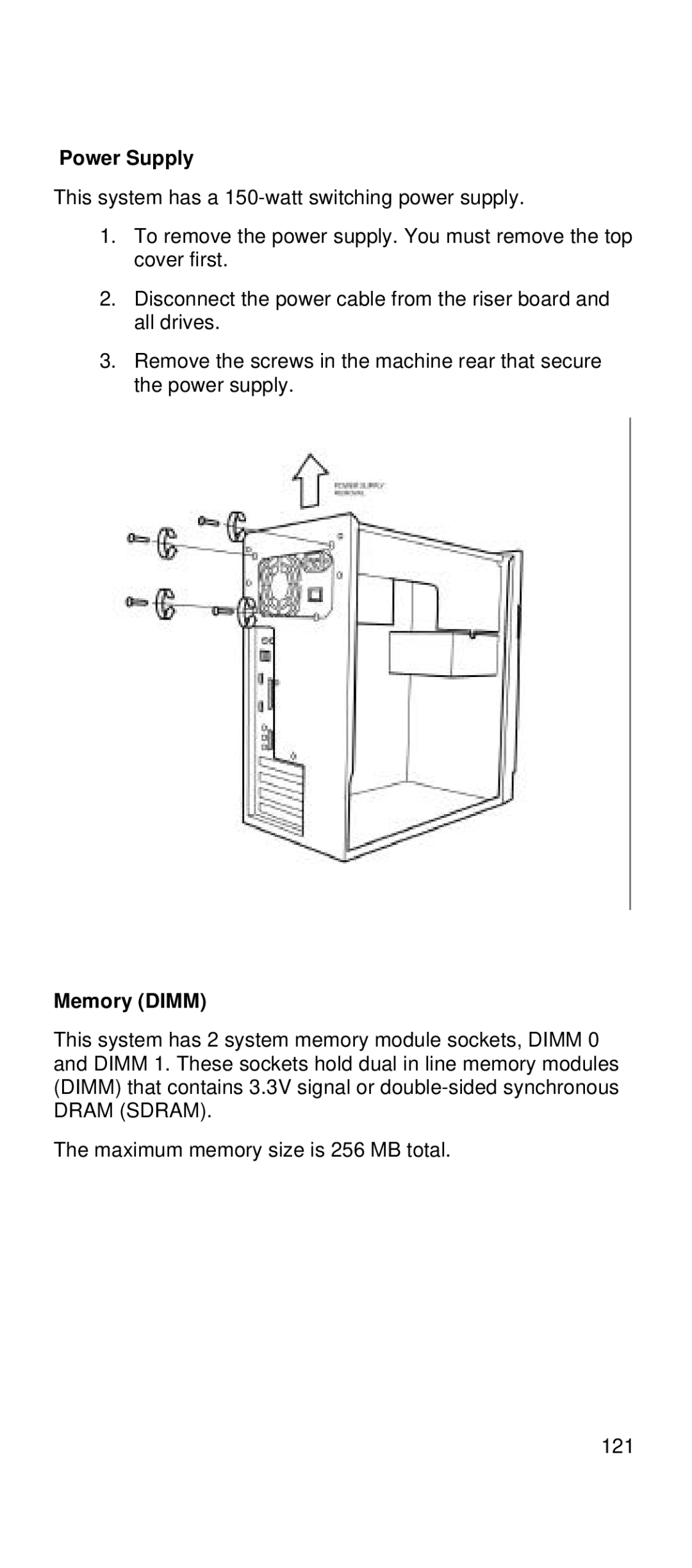 IBM 2169 manual Power Supply, Memory Dimm 