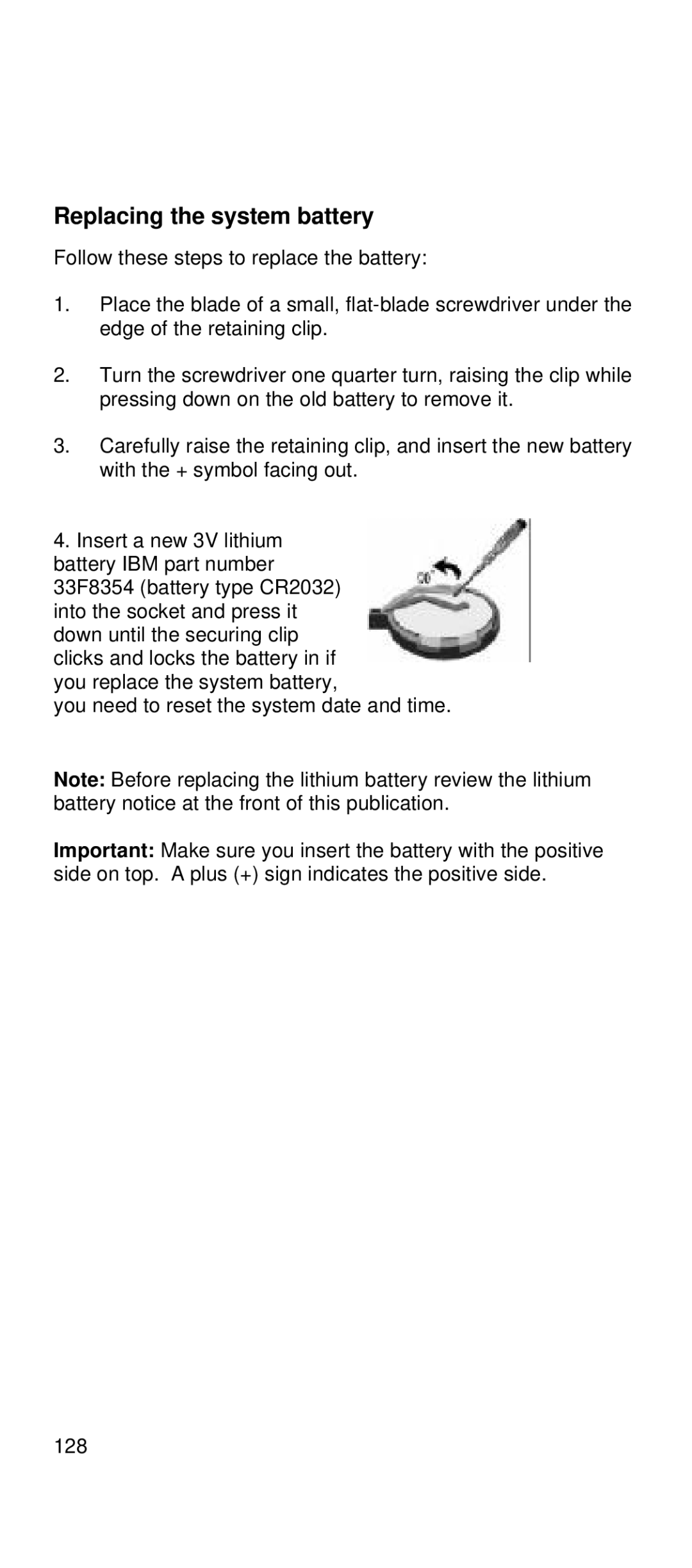 IBM 2169 manual Replacing the system battery 