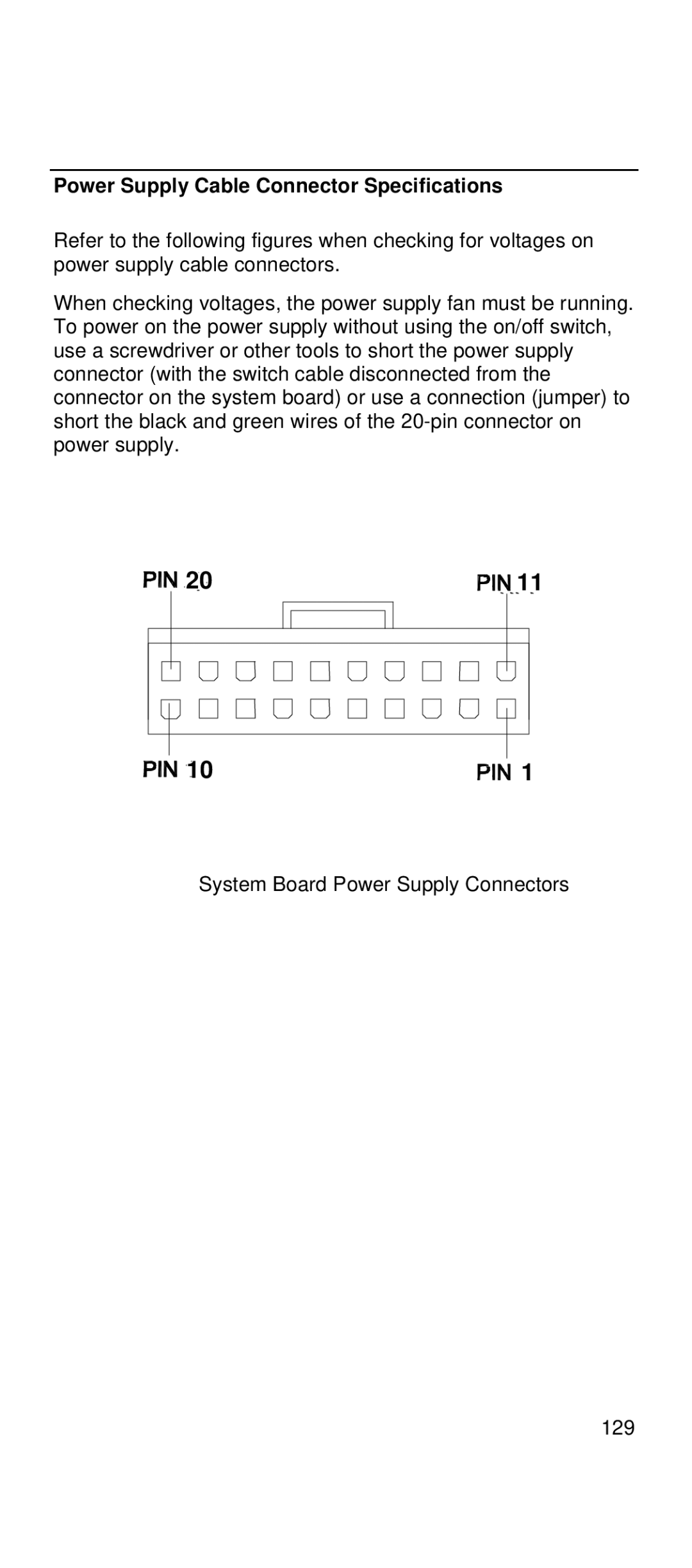 IBM 2169 manual Power Supply Cable Connector Specifications 