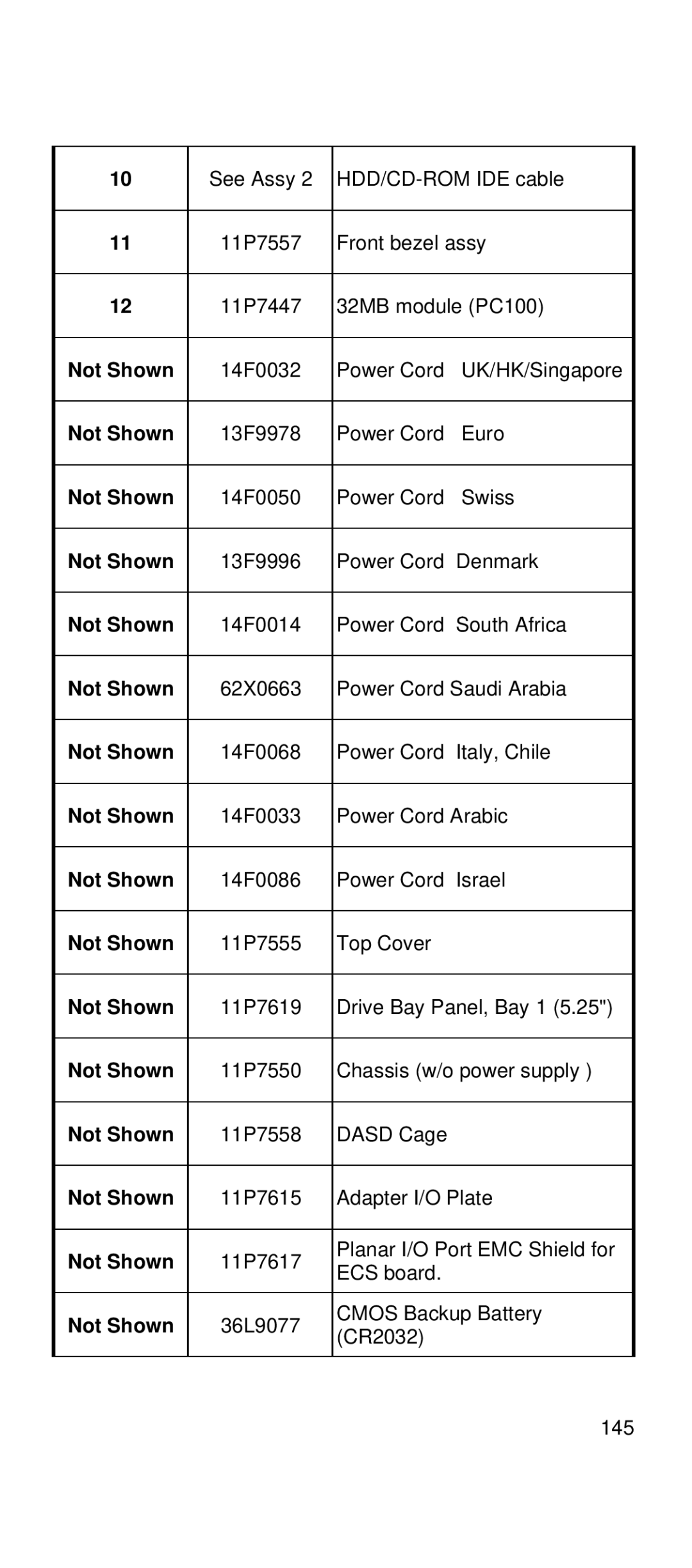 IBM 2169 manual 14F0032 Power Cord UK/HK/Singapore 