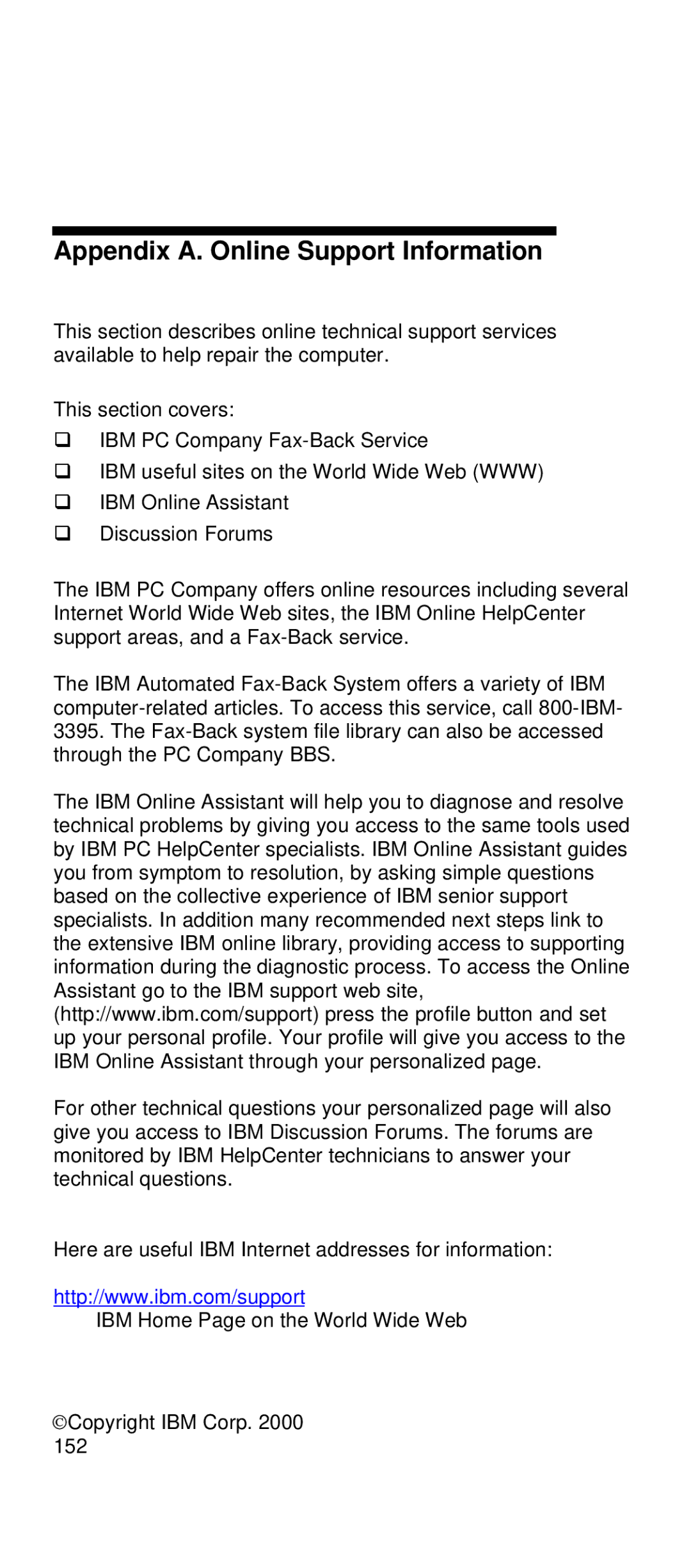 IBM 2169 manual Appendix A. Online Support Information 