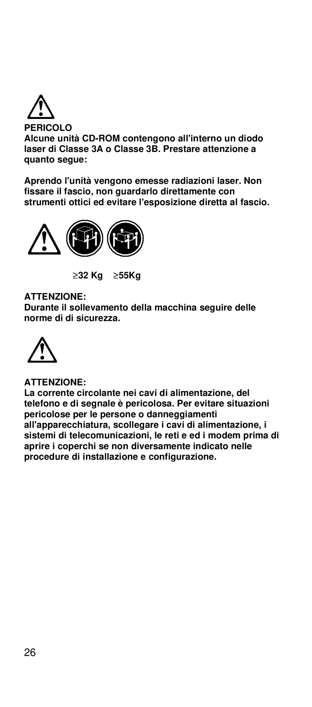 IBM 2169 manual ≥32 Kg ≥55Kg 