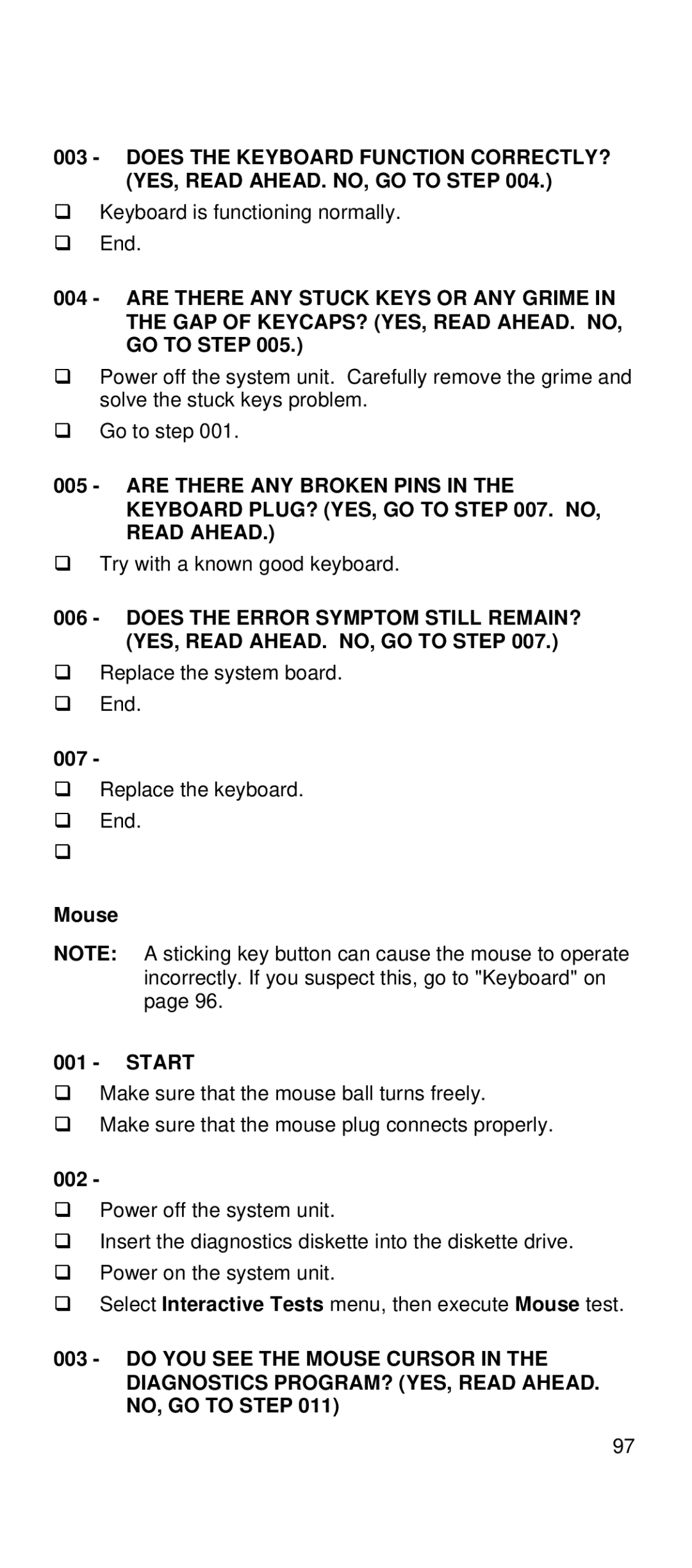 IBM 2169 manual 007, Mouse Start 