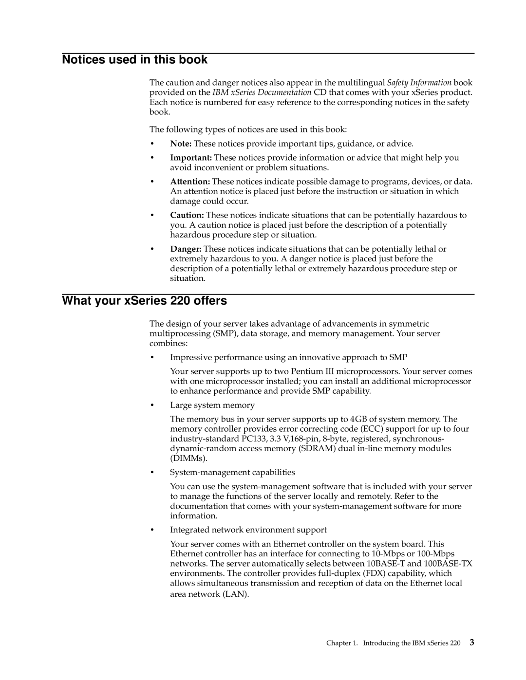 IBM manual What your xSeries 220 offers 