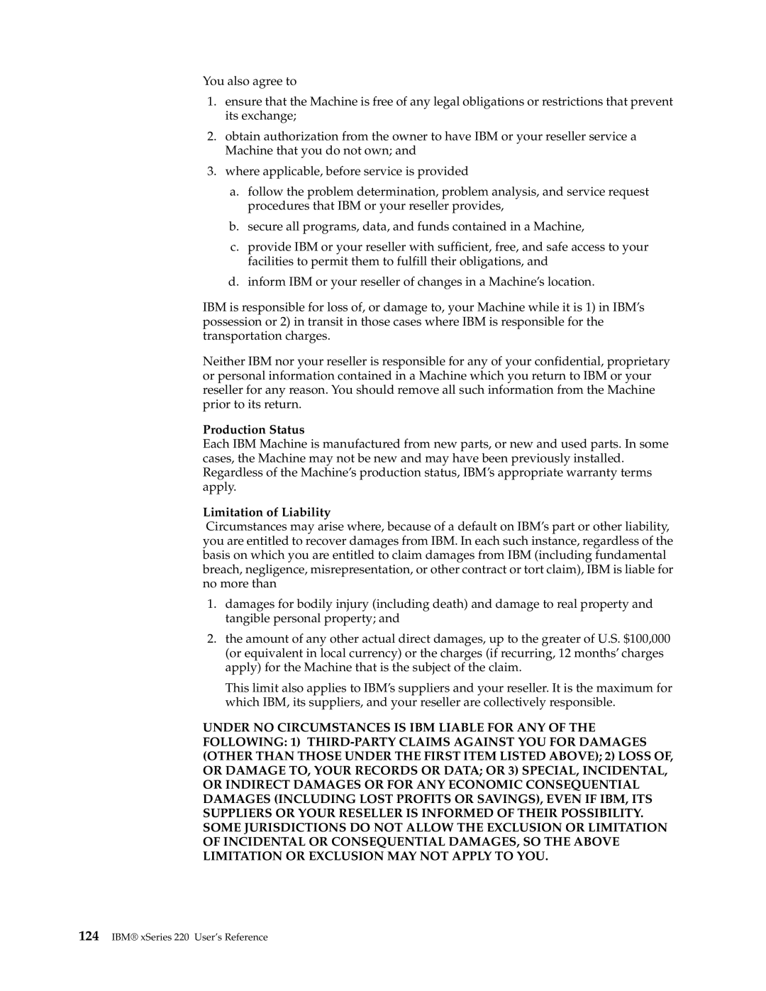 IBM 220 manual Production Status 