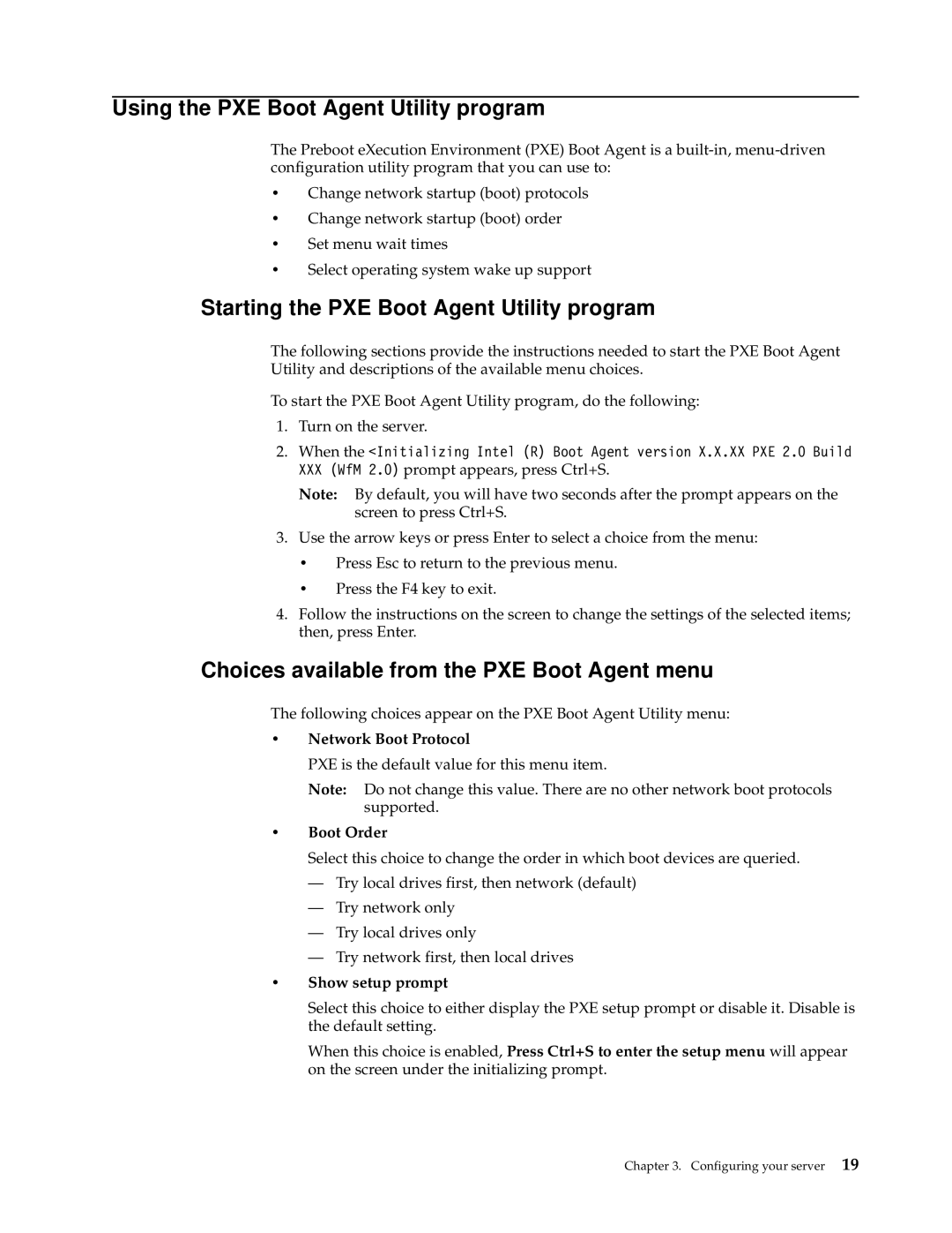 IBM 220 manual Using the PXE Boot Agent Utility program, Starting the PXE Boot Agent Utility program 