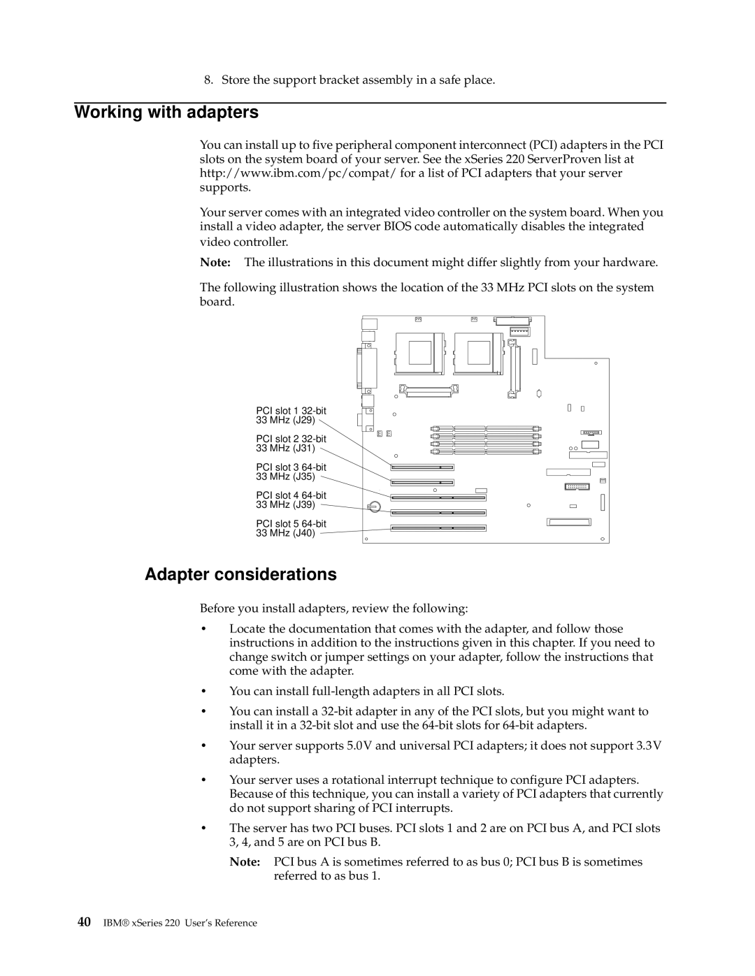 IBM 220 manual Working with adapters, Adapter considerations 