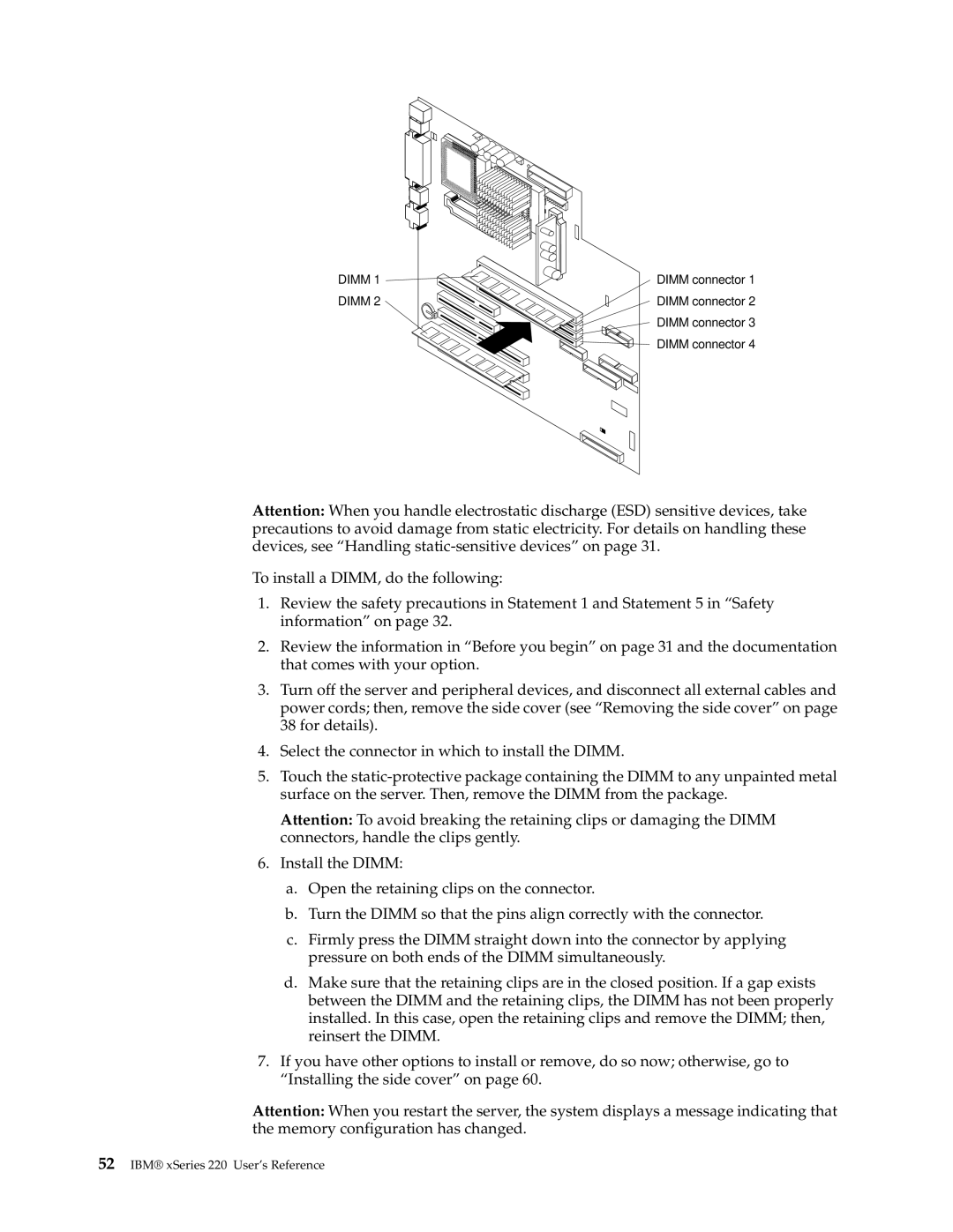 IBM 220 manual Dimm 