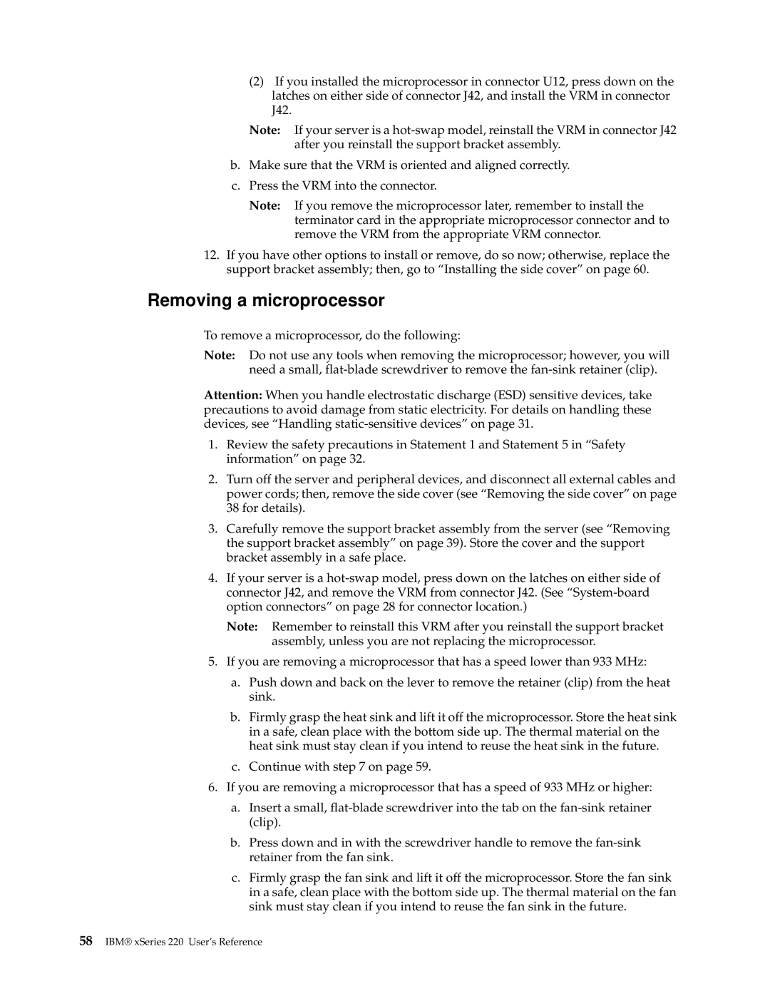 IBM 220 manual Removing a microprocessor 